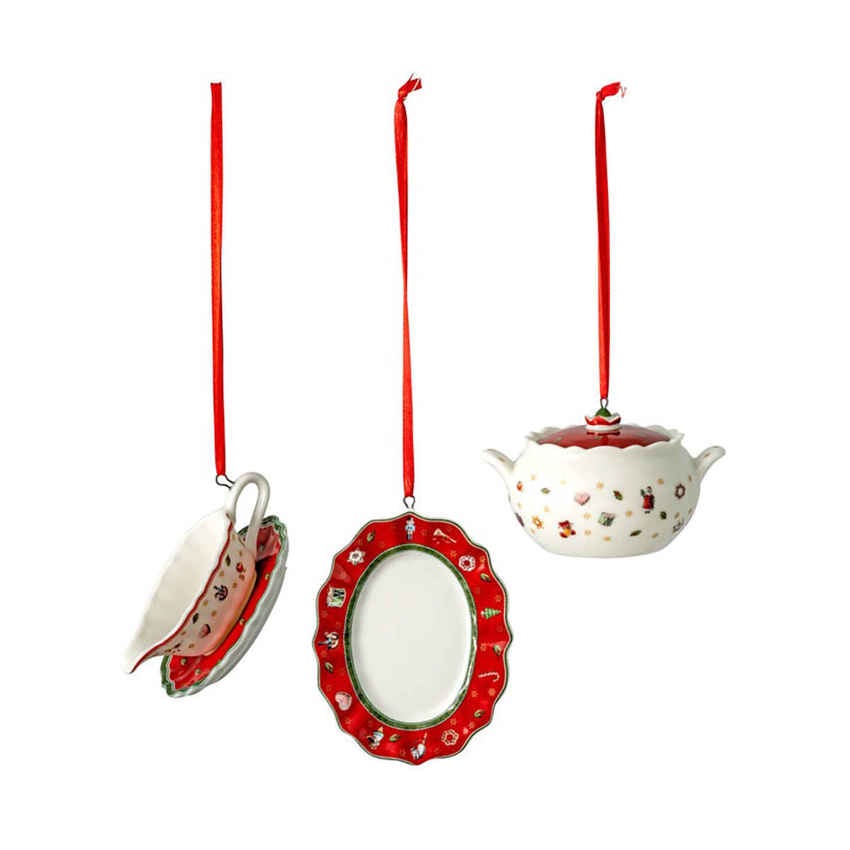 Villeroy & Boch Toy’s Delight juletræspynt servering 3 dele Hvid/Rød