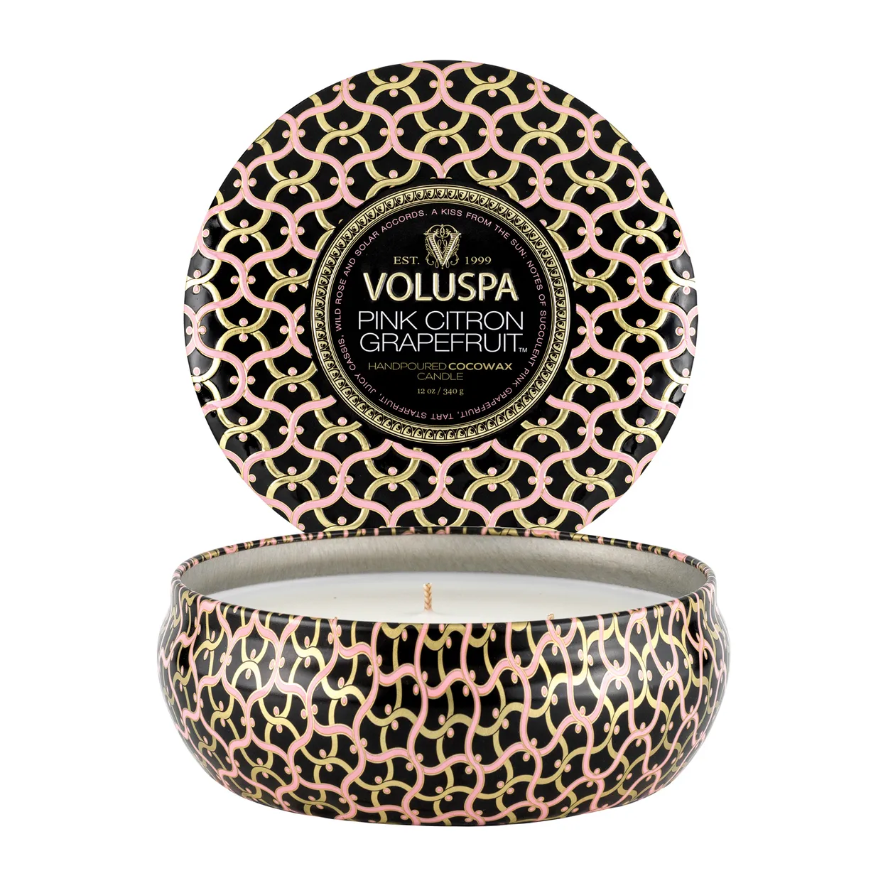 Voluspa Maison Blanc 3-wick Tin duftlys 40 timer Pink Citron Grapefruit