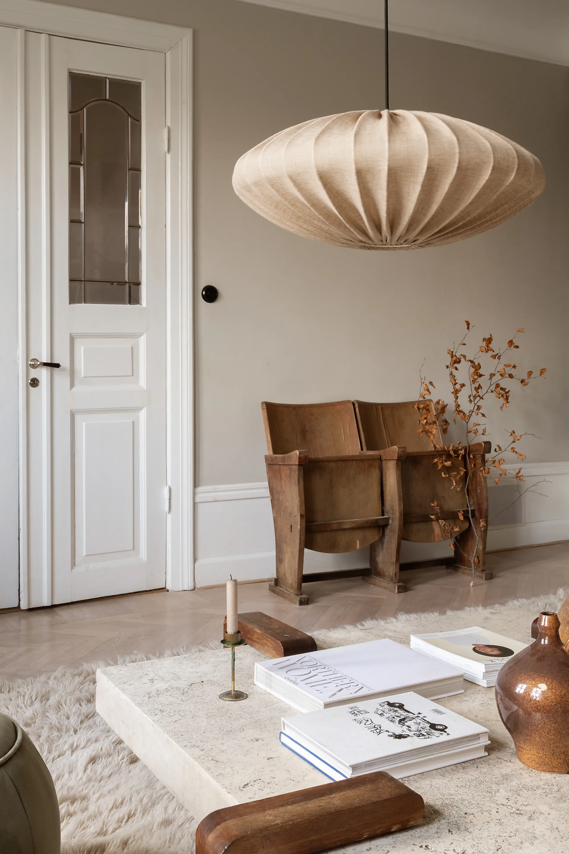 Ellipse lampeskærm 65 cm lærred, Sand Watt & Veke