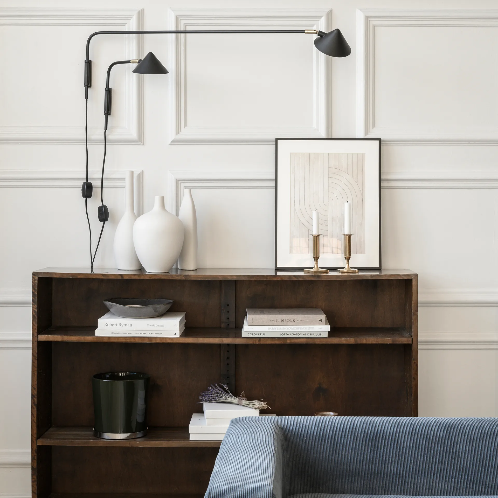 Kelly væglampe kort arm, Sort/Guld Watt & Veke