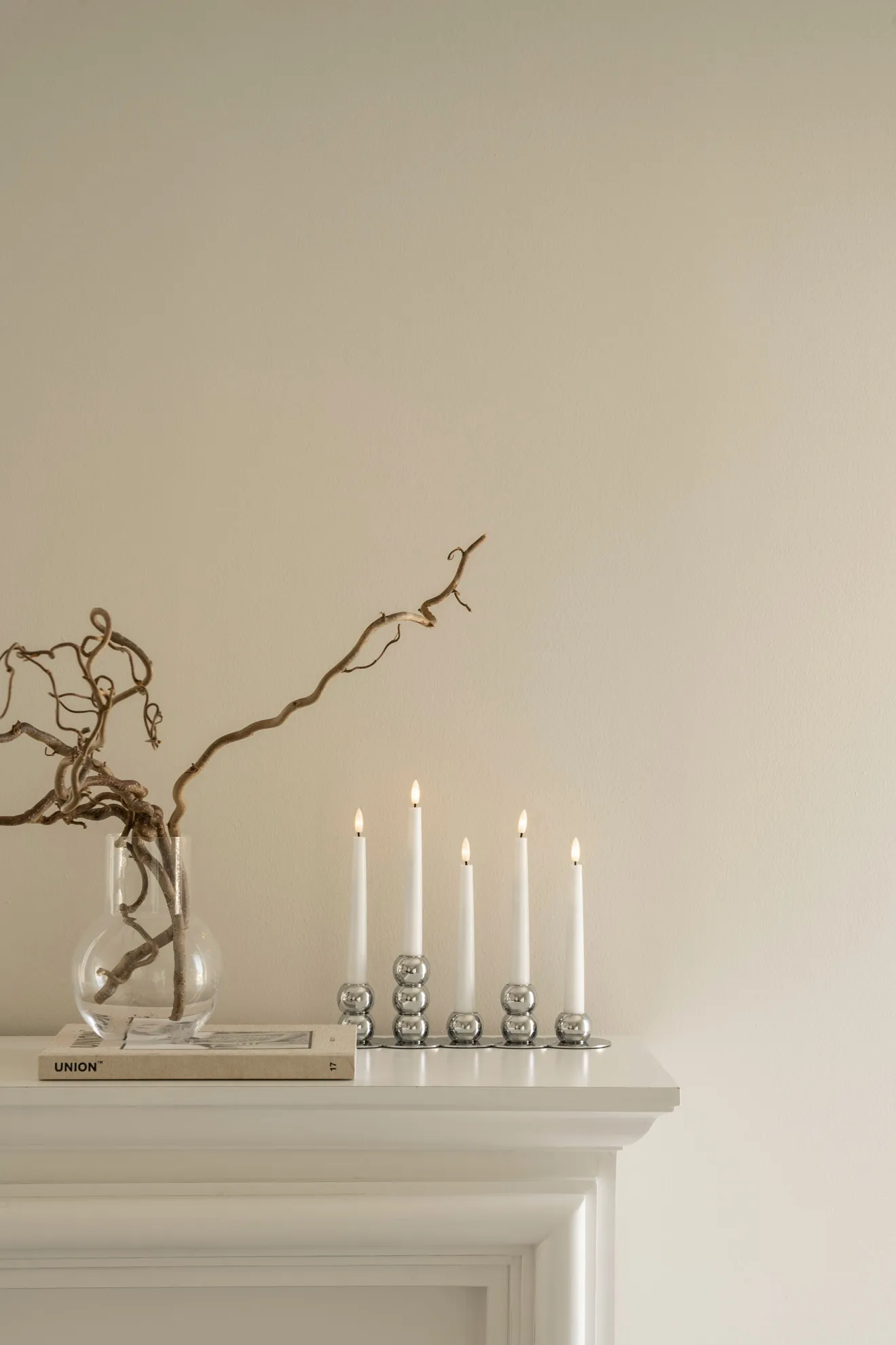 Lykke kombineret lysestage inkl. 5 LED-lys, Chrome Watt & Veke