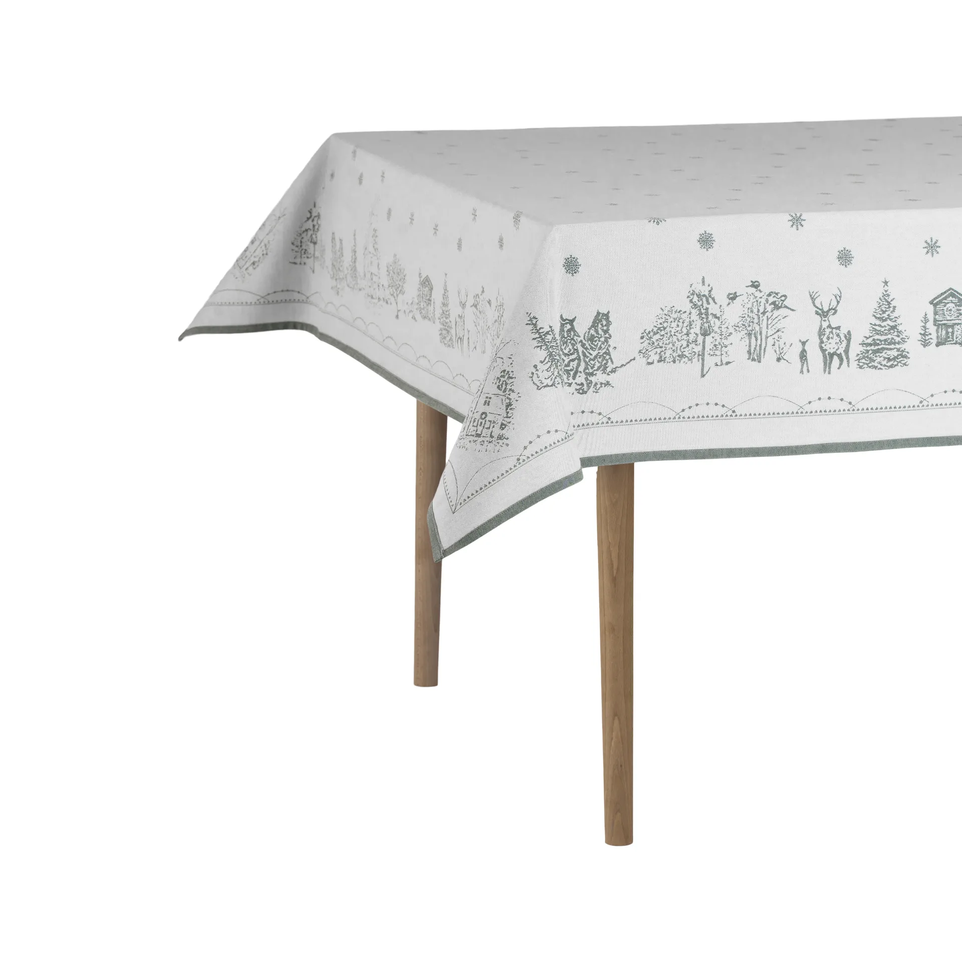 Julemorgen dug, Hvid-grøn, 140x300 cm Wik & Walsøe