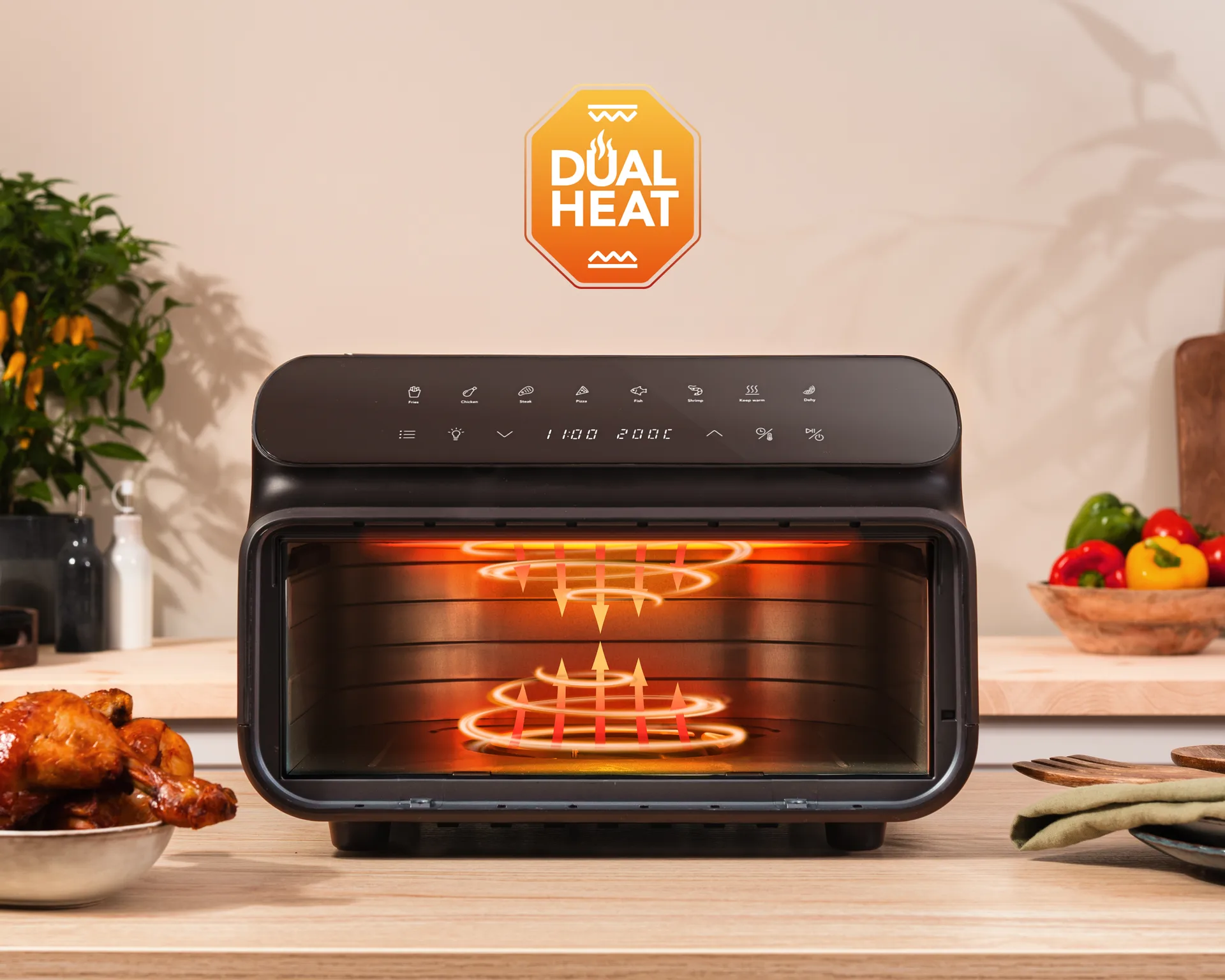 AFG-10 dualfry grill airfryer 10 L, Sort Wilfa