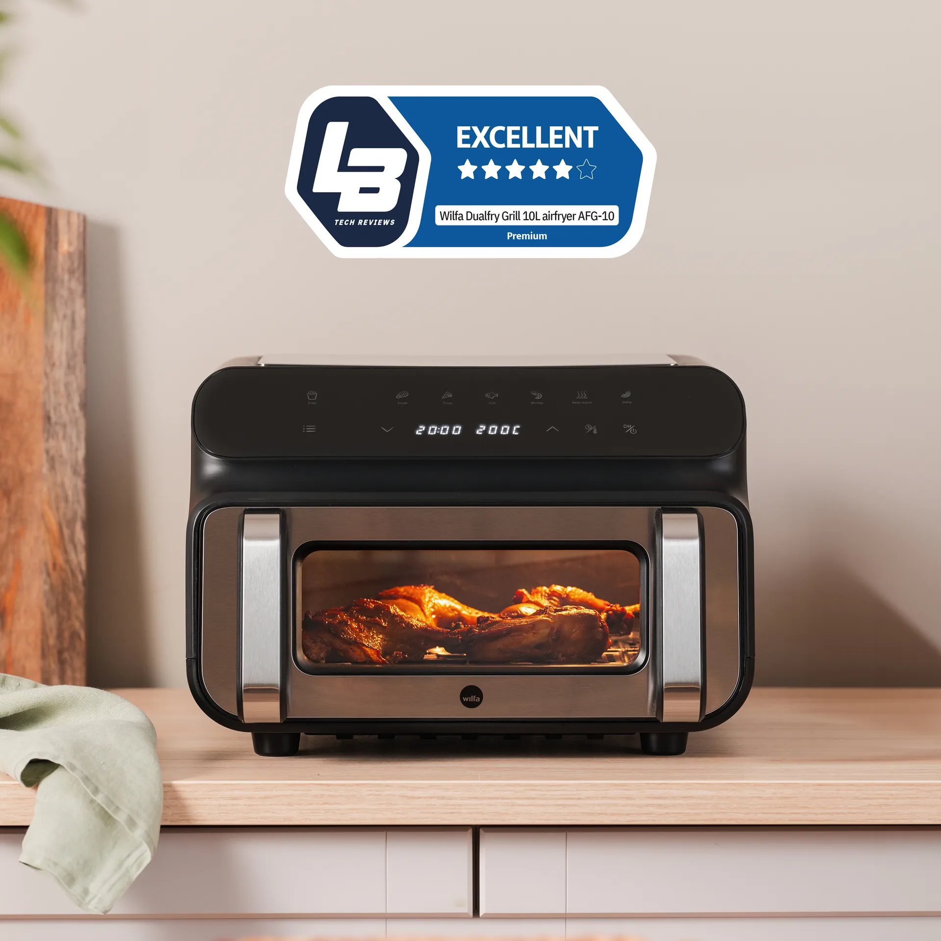 AFG-10 dualfry grill airfryer 10 L, Sort Wilfa