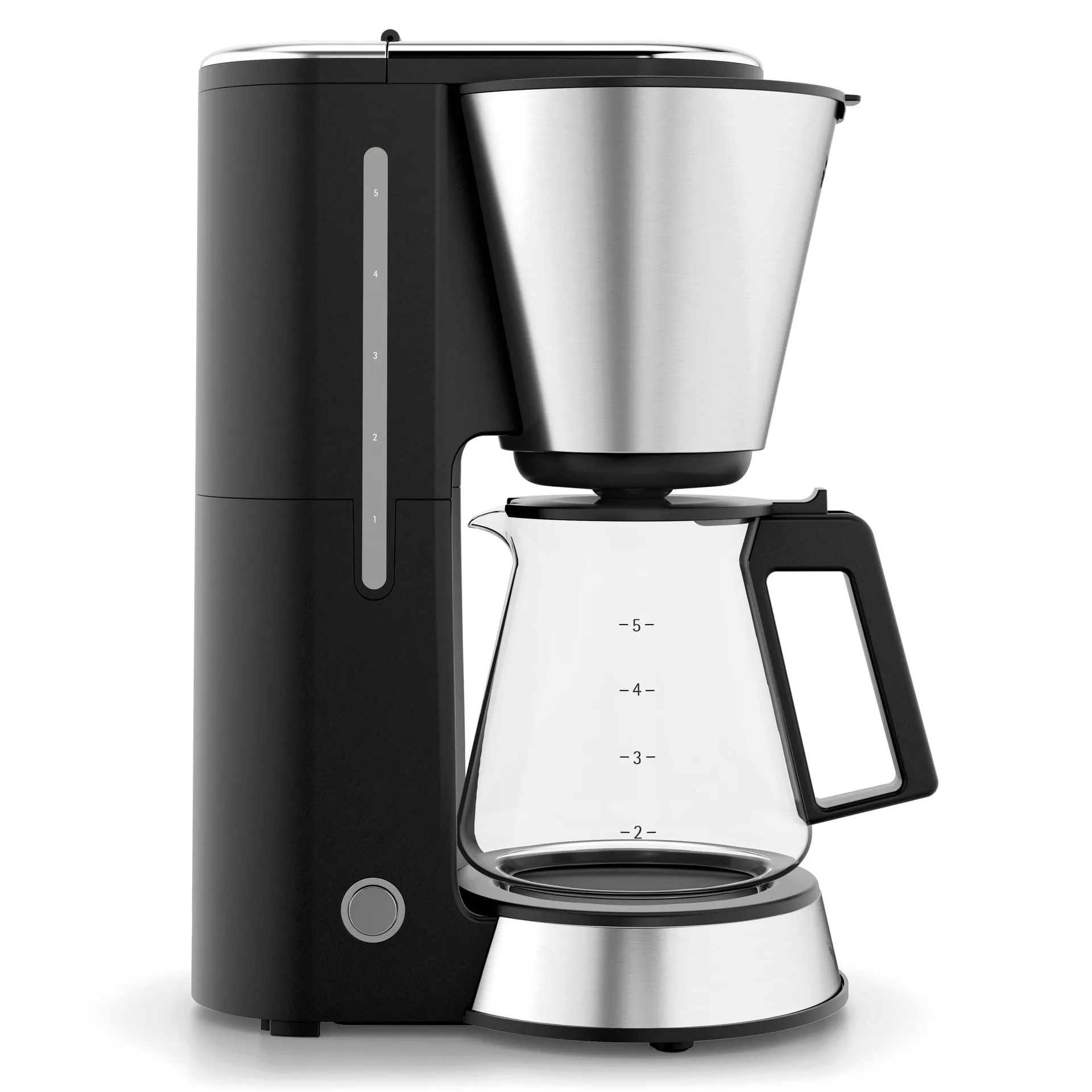 Kitchenminis kaffemaskine glas 5 kopper, Sort-sølv WMF