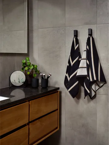 Sauna håndklæde - Black-soft grey-camel, 50x100 cm - Zone Denmark