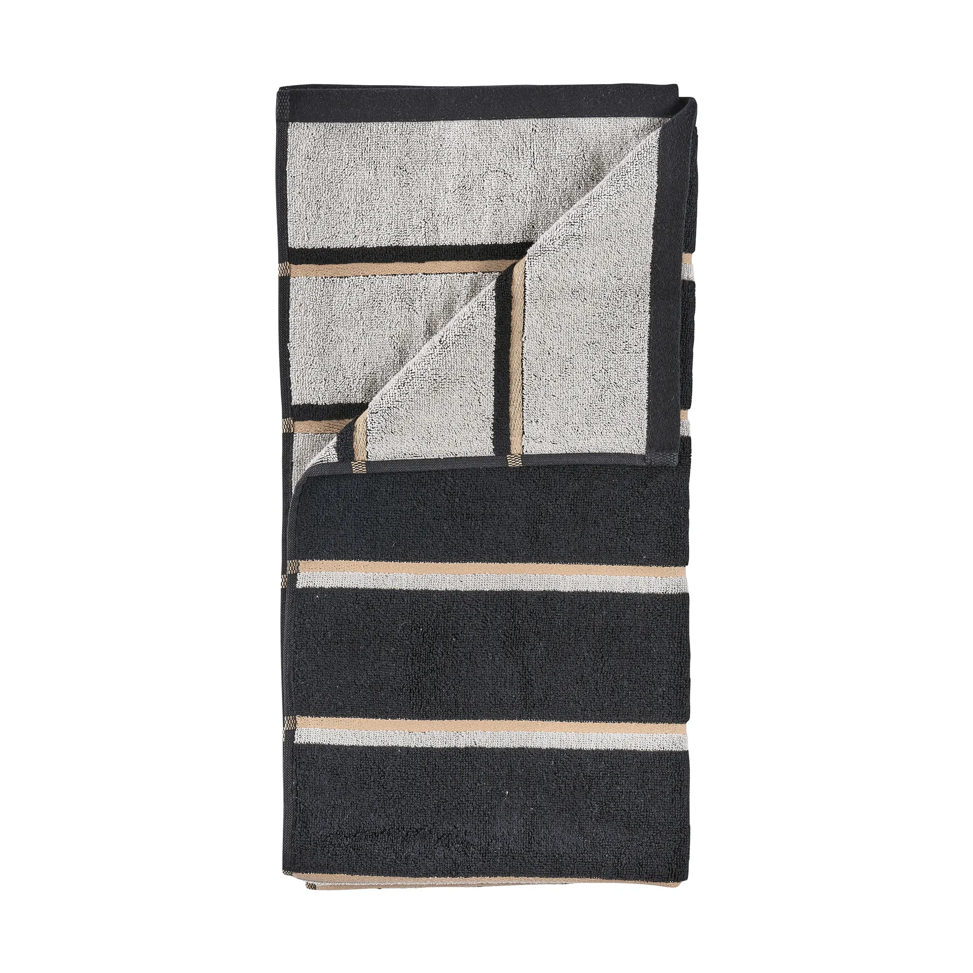 Sauna håndklæde, Black-soft grey-camel, 70x140 cm Zone Denmark