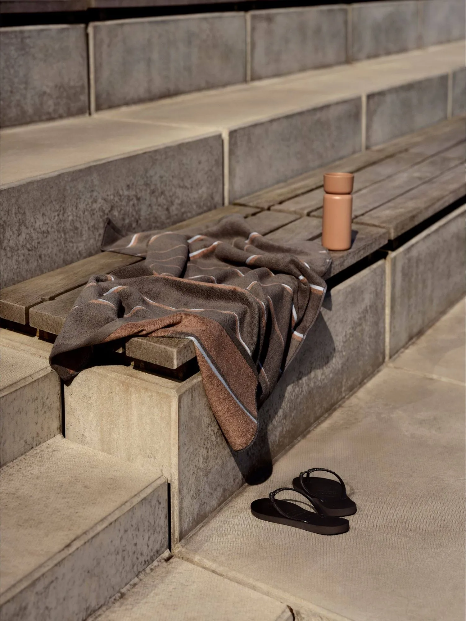 Sauna håndklæde, Taupe-camel-sky blue, 70x140 cm Zone Denmark