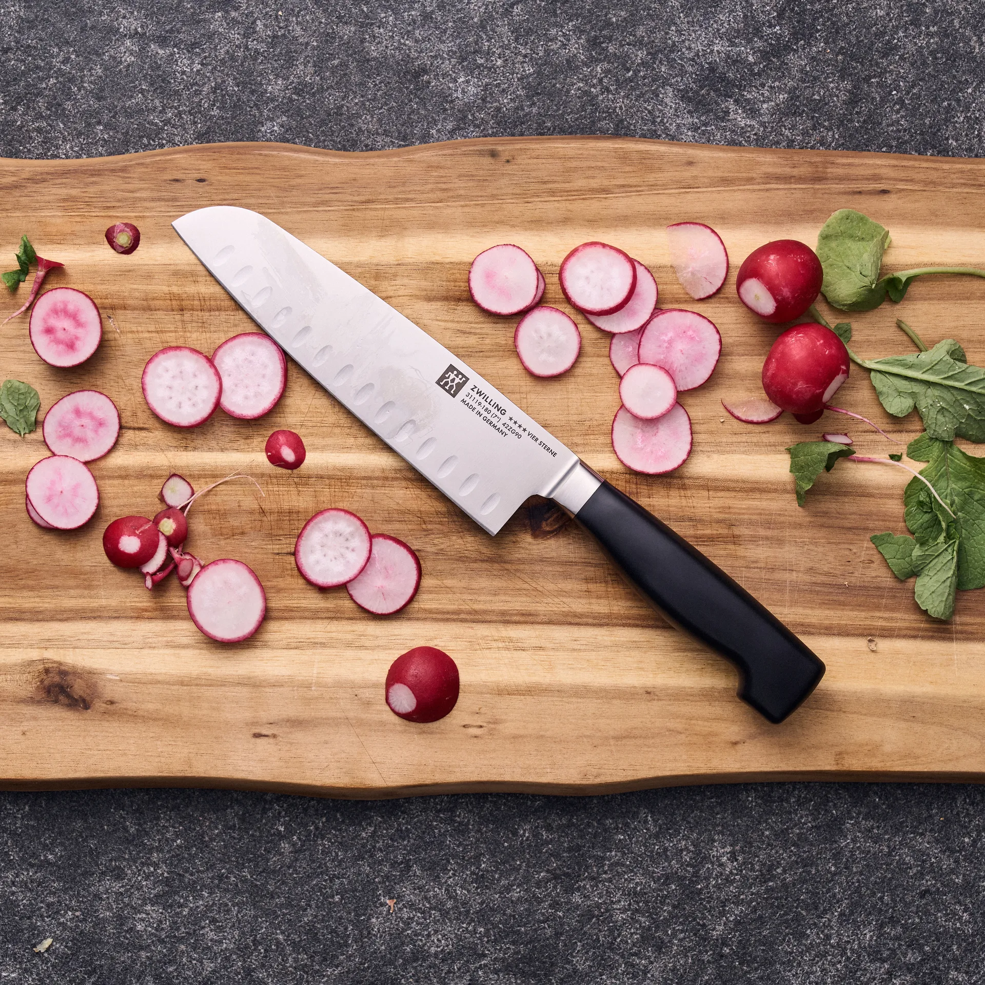 Zwilling Four star santokukniv 18 cm, Sort-rustfrit stål Zwilling